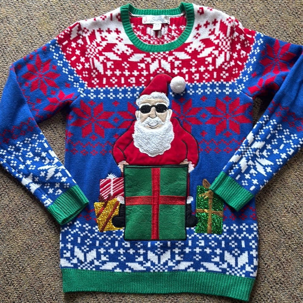 Jolly Sweaters Santa Holiday Sweater with Cup Holder